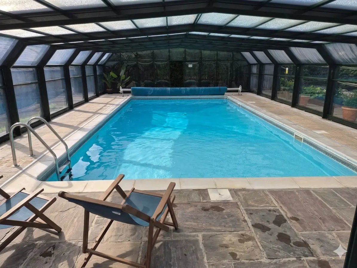 Heated outdoor swimming pool